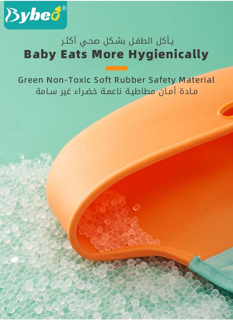 Bybeo - 2 PCS Baby Silicone Bibs With Storage Boxs and 2 Spoons, Infant Feeding Bib with Pocket for Boys Girls, Waterproof Adjustable - Image 1