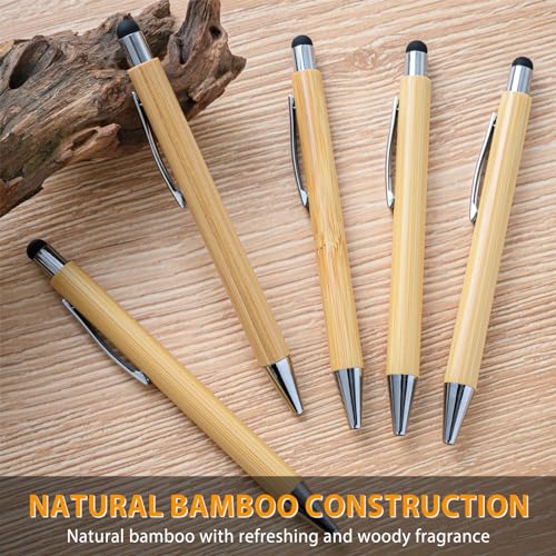 lyforx Bamboo Pens Bulk with Touch Stylus Tip Wooden Bamboo Pens Engraving Wooden Ballpoint Pen Customizable Gift Pen Bulk 50pcs - Image 2