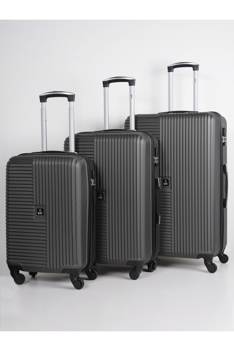 KTMC 3-Piece Luggage Set, ABS Material, Lightweight, 360° Rotated 4-Wheels, Tough Suitcase for Travel, Sizes 20/24/28 inches Dark Gray - Image 1