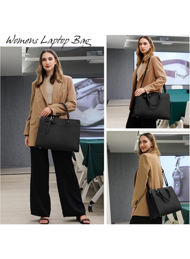 RAINSMORE Laptop Bag for Women 15.6 Inch Waterproof PU Leather Tote Bag Business Office Work Bag Briefcase Computer Tote Bag - Image 2