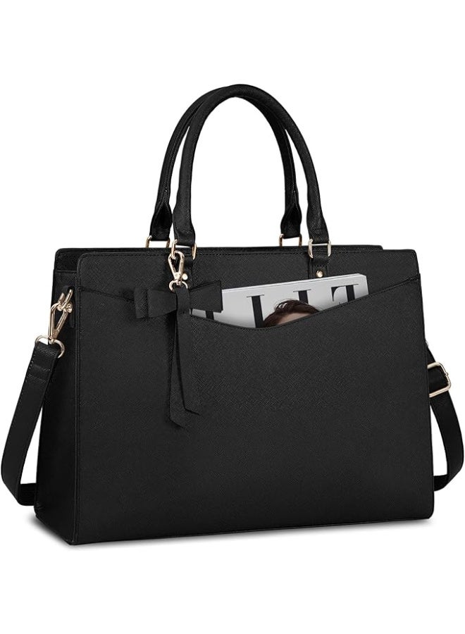 RAINSMORE Laptop Bag for Women 15.6 Inch Waterproof PU Leather Tote Bag Business Office Work Bag Briefcase Computer Tote Bag - Image 1