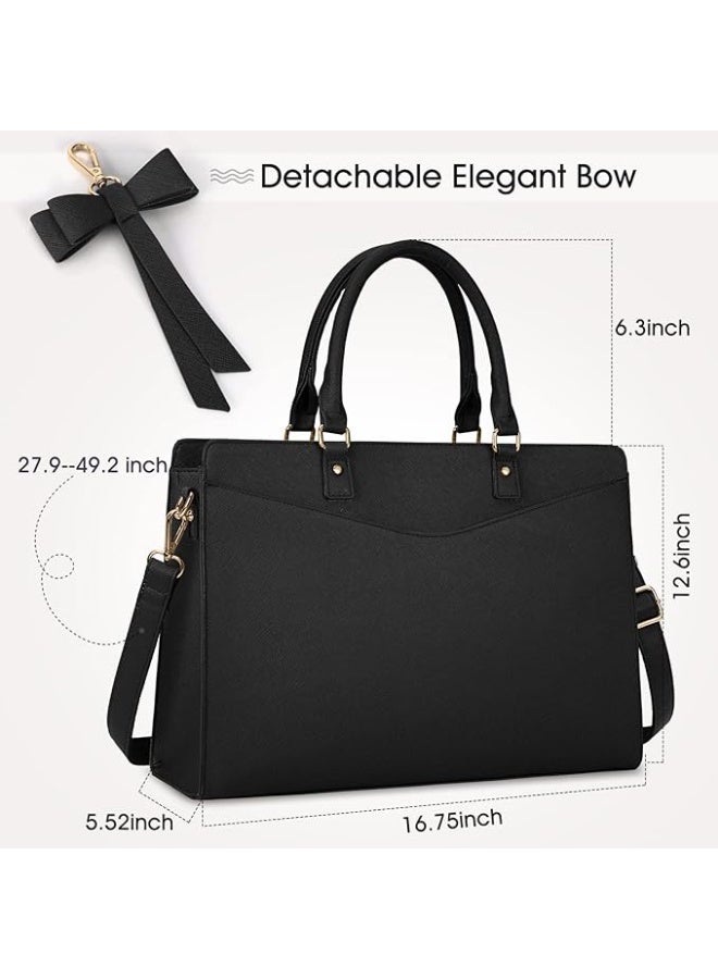 RAINSMORE Laptop Bag for Women 15.6 Inch Waterproof PU Leather Tote Bag Business Office Work Bag Briefcase Computer Tote Bag - Image 3