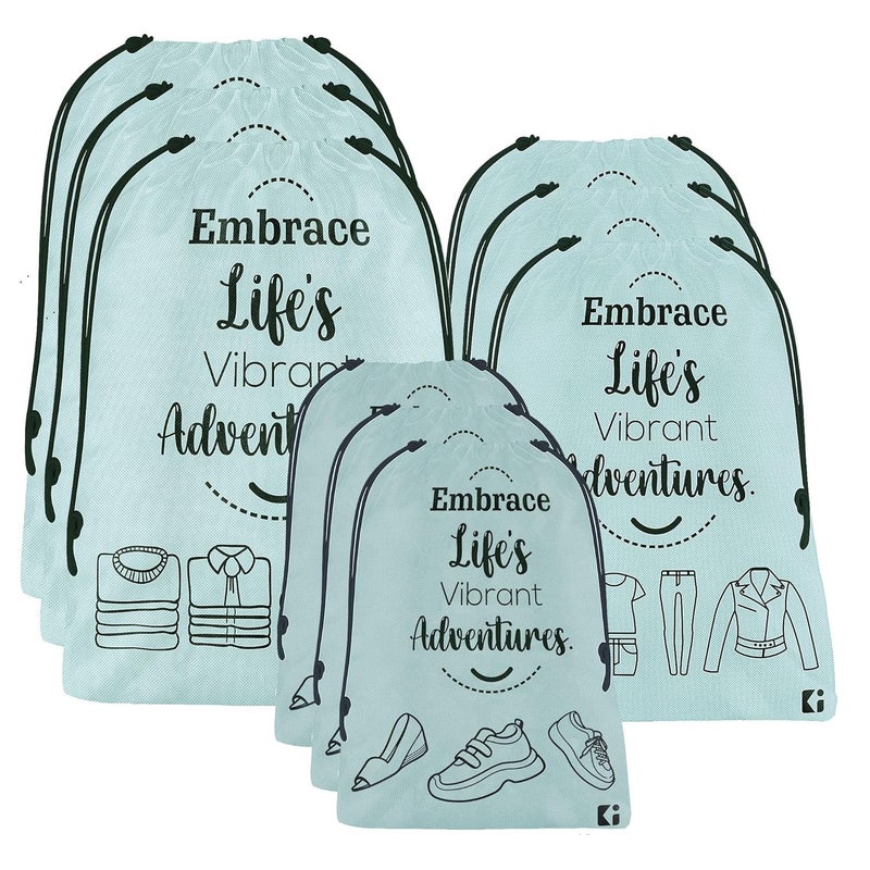 Kuber Industries Pack of 9 Travel Organizer Combo Set Cloth Storage Bags WaterResistant Organizer for ShoeLaundryLingerie Cloth Carrying Bag Each 3 Pieces SmallMediumLarge Grey - Image 1