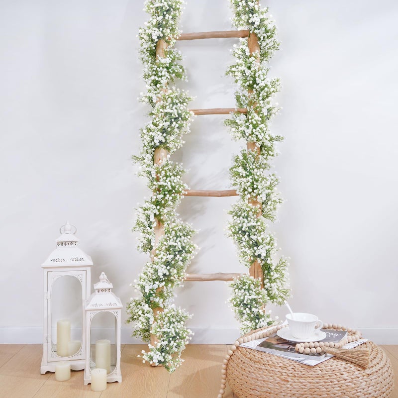 Dolicer 2 Pcs Babys Breath Artificial Flowers Vines, Faux White Hanging Baby Breath Garland, Real Touch Fake Babys Breath Gypsophila for Wedding Party Backdrop Wall Home Decor - Image 5