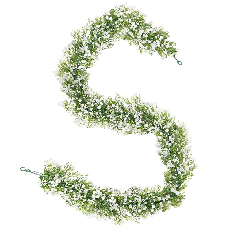 Dolicer 2 Pcs Babys Breath Artificial Flowers Vines, Faux White Hanging Baby Breath Garland, Real Touch Fake Babys Breath Gypsophila for Wedding Party Backdrop Wall Home Decor - Image 1