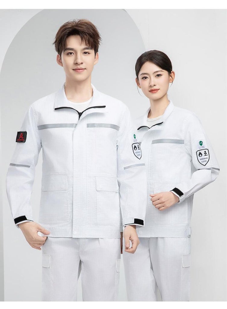 NIBEMINENT Summer Anti-static Work Suit Set, High Temperature Resistant, Heat-resistant, Flame-retardant Pure Cotton Welding Suit - Image 1