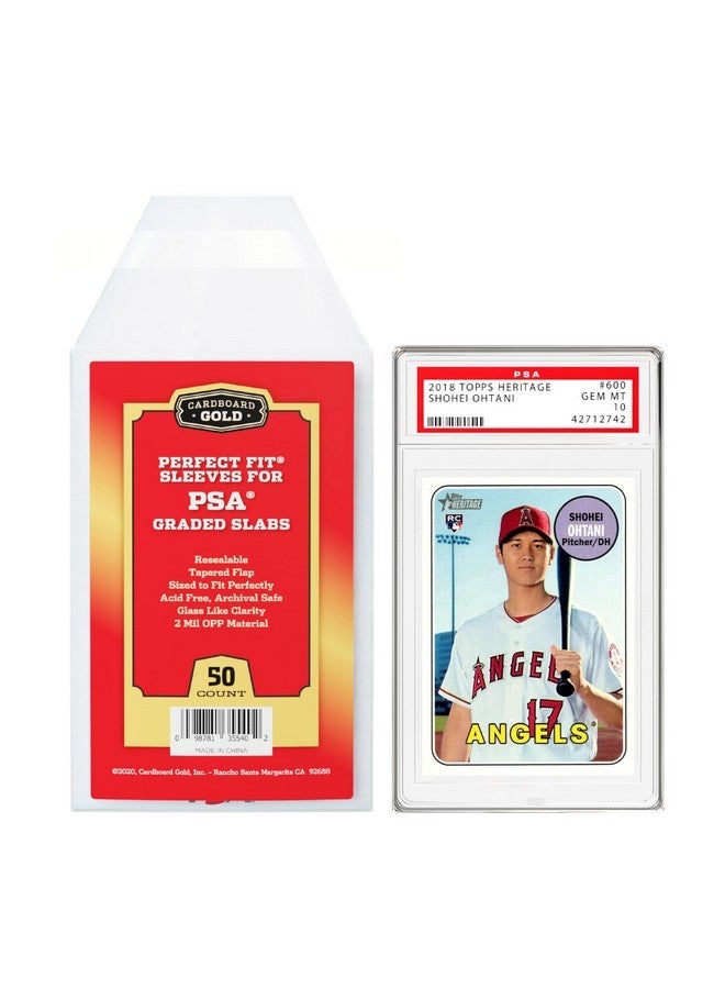 Cardboard Gold PSA Graded Card Sleeves - 50 Count Clear Display Without PSA Logo, Resealable Slabs Sleeve - Precise Fit Slab Protector for Grading Baseball Football Gaming Trading Sports Cards - Image 1