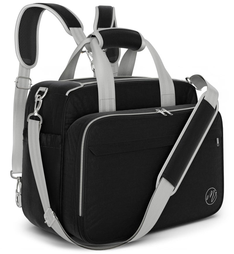 Mellories Mellories 4 in 1 Convertible Diaper Bag Tote For Baby Boys and Girls Converts Into Diaper Backpack Baby Tote Stroller Bag and Crossbody Diaper Bag Black Baby Travel Bag Gift for Mom