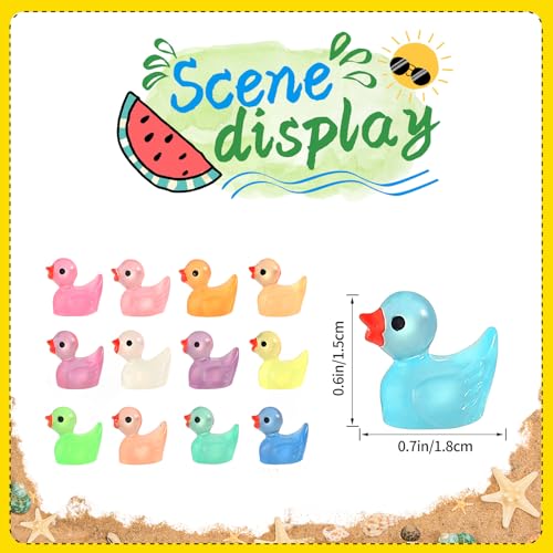 Rachan260 Pcs Luminous Mini Resin Ducks Glow in The Dark Tiny Duck Figurines for Miniature Landscape Garden Aquarium Potted Home Prank Game Dollhouse Decor Office Decompression - Image 5