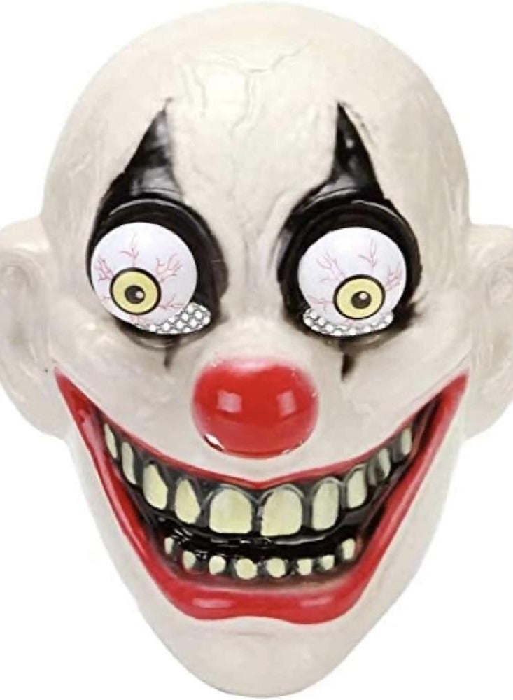 SOUTHSKY Scary Clown Mask,Full White Face Masks,Shakeable Swing Eyeballs,Red Nose Joker,Horror Funny Accessory for Halloween,Masquerade,Party,Costume Cosplay - Image 1