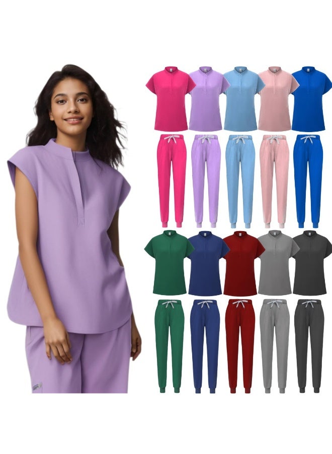 Loquat Womens Medical Scrubs Set Medical Uniform Set Blue - Image 3