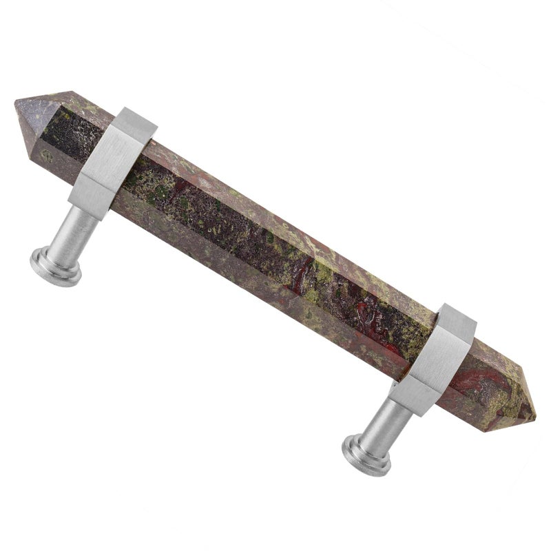 mookaitedecor Brushed Stainless Steel with Dragon Blood Jasper Double Crystal Points Drawer Pulls Cabinets Handles Door Knobs for Dresser Cupboard Kitchen Decor - Image 2