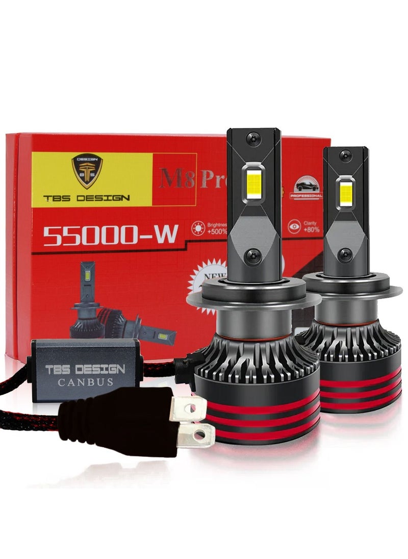 TBS DESIGN - 2 Pieces H7 55W LED Headlight Bulb Assembly 5500 Lumens Xtreme Bright With Color Temperature 6000K - Image 1