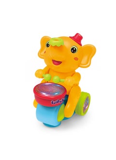 Generic Stall Baby Head Crawling Music Luminous Suspension Blowing Ball Universal Wheel Electric Cute Elephant Drumming Toy-Color:Meng Xiang Drum Car [Yellow]]  - Image 1