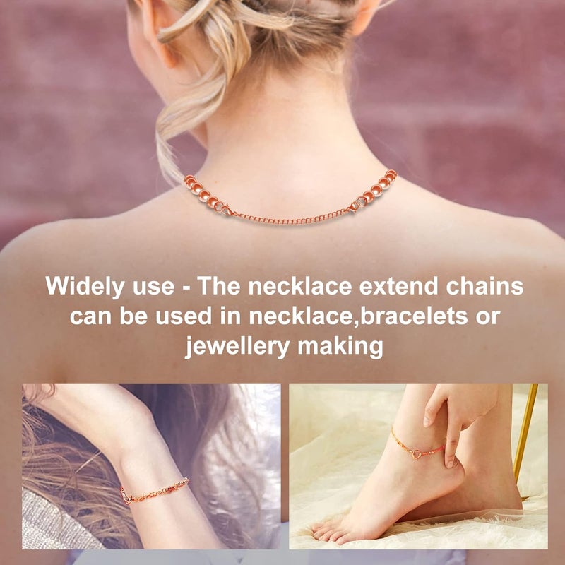 MENKEY Necklace Extenders, 10Pcs Stainless Steel Rose Gold Necklace Bracelet Anklet Extension Chains with Lobster Clasps and Closures for Jewelry Making - Image 5