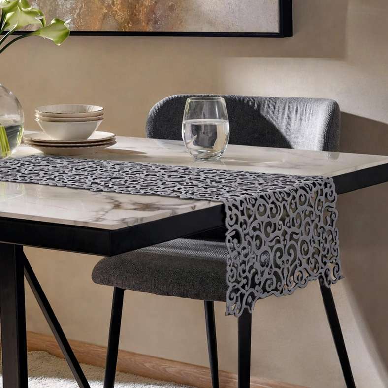 Pan Home Lasercut Table Runner 30x120cm - Grey - Image 1