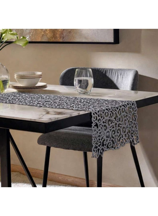 Pan Home مفرش طاولة مقصوص بالليزر 30x120 سم - رمادي - Image 1