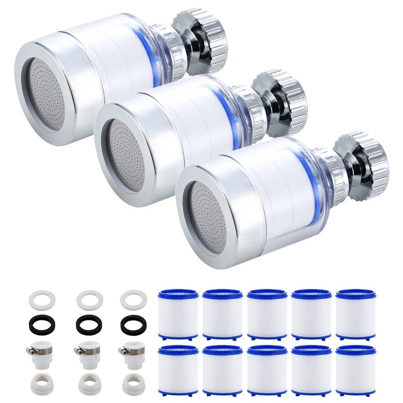Yotan Sink Filter Water Faucet  Universal 360  Rotating Bathroom Sink Filter  Kitchen Faucet Water Filter-Removes Chlorine Fluoride Heavy Metals Hard Water For Home Kitchen & Bathroom (3 Pcs) - Image 1