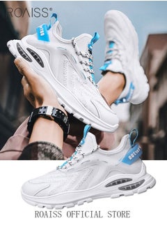 roaiss New Men Lace up Front Letter Running Shoes Sneakers Sport Outdoor Non-slip Shoes INS Trendy Casual Lightweight Comfy Men's Walking Shoes for Young Men Teenagers Spring and Summer  - Image 3