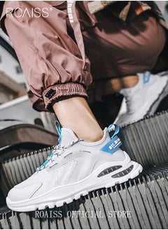 roaiss New Men Lace up Front Letter Running Shoes Sneakers Sport Outdoor Non-slip Shoes INS Trendy Casual Lightweight Comfy Men's Walking Shoes for Young Men Teenagers Spring and Summer  - Image 2