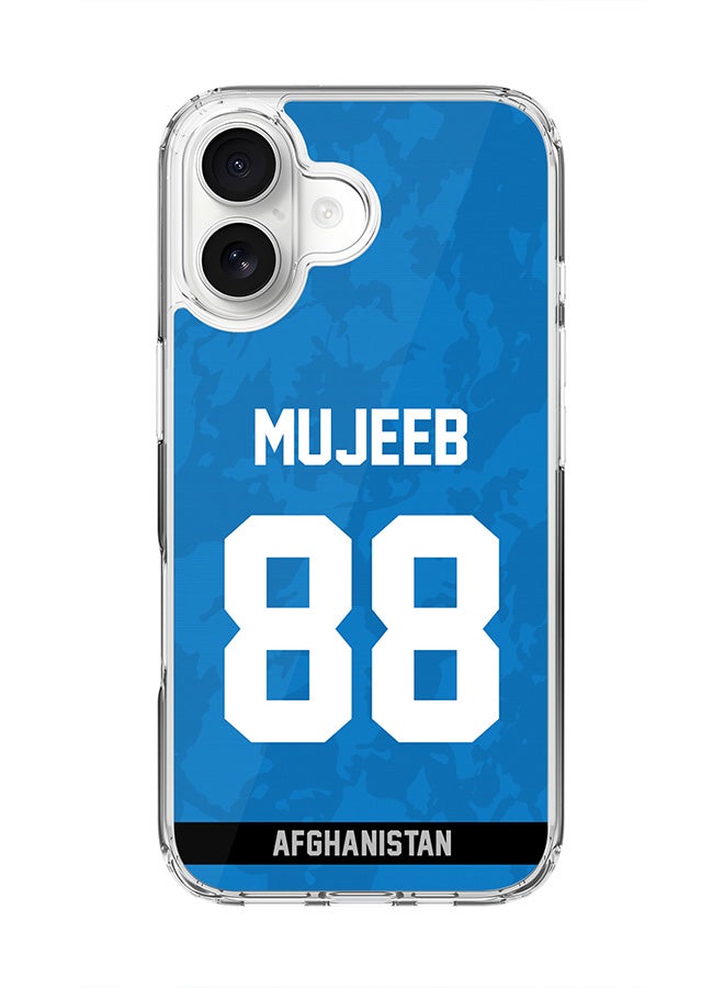 Stylizedd Classic Clear MagSafe Case for iPhone 17 , Hybrid Soft Case Flexible Edges Anti Drop TPU PC Gel Thin Transparent Cover [ Designed for iPhone 17 ] - Team Afghanistan Mujeeb Ur Rahman, Jersey No 88