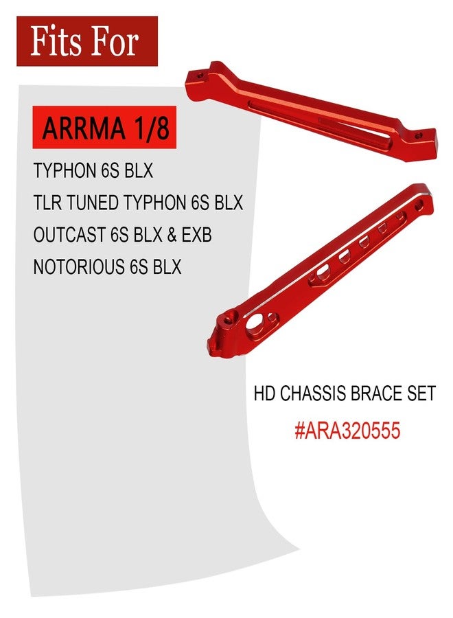 MOSHNOLY V5 Version Aluminum Chassis Brace Set Front&Rear Brace for Arrma 1/8 Typhon/Notorious/Outcast/Senton 6S BLX Aluminum Center Cars Hopups&Upgrades Part,Replaces ARA320555,Hop Ups Support Frame-Red - Image 3