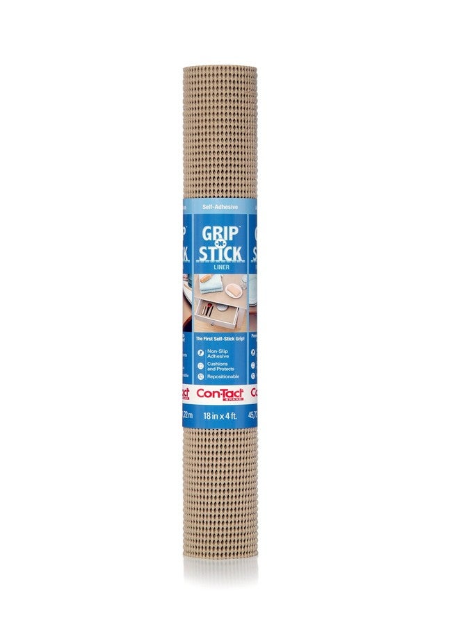 Con-Tact Brand Grip-N-Stick Durable Self-Adhesive Non-Slip Shelf and Drawer Liner, 18" x 4', Taupe, 6 Rolls - Image 1
