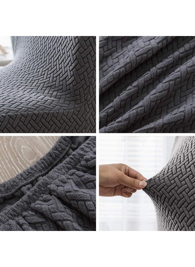 Styleys Styleys Elastic Chair Cover Stretch Removable Washable Short Jacquard Dining Chair Cover Protector Seat Slipcover (Pack of 4, Dark Grey, JCMC8)  - Image 2