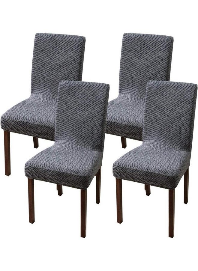 Styleys Styleys Elastic Chair Cover Stretch Removable Washable Short Jacquard Dining Chair Cover Protector Seat Slipcover (Pack of 4, Dark Grey, JCMC8)  - Image 1