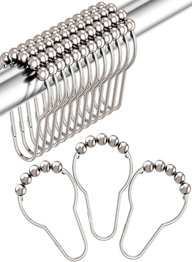 Shower Curtain Hooks Rings, 12Pcs Rust-Resistant Metal Shower Curtain Hooks for Bathroom Shower Rods Shower Hooks Shower Rings for Curtain - Image 1