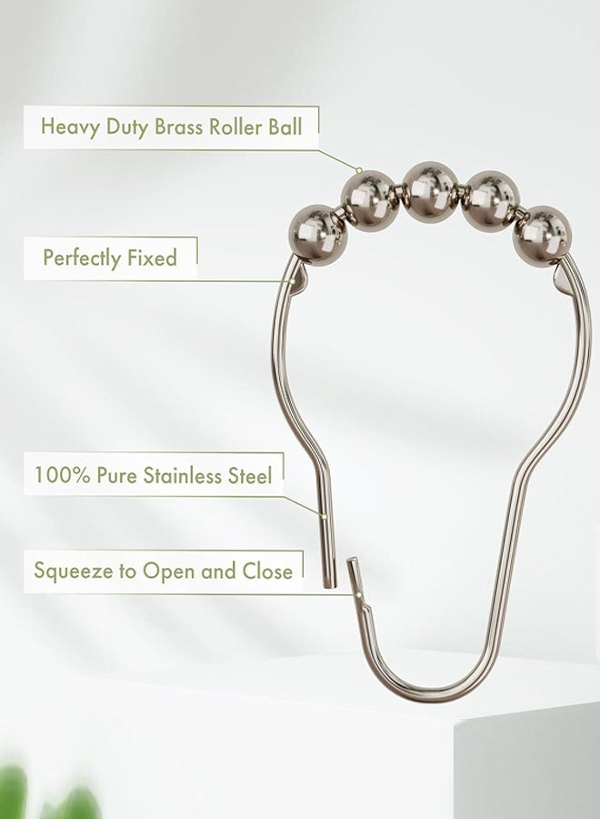 Shower Curtain Hooks Rings, 12Pcs Rust-Resistant Metal Shower Curtain Hooks for Bathroom Shower Rods Shower Hooks Shower Rings for Curtain - Image 4