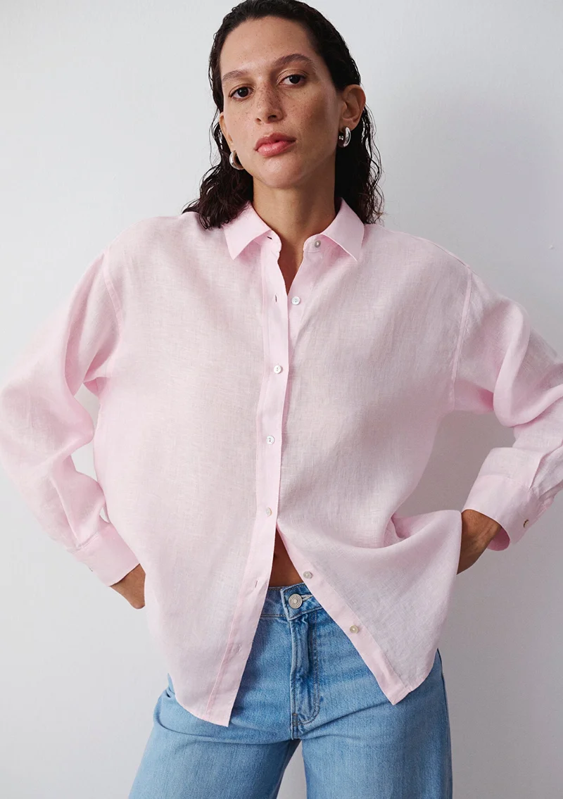 مافي Linen Mix Pink Shirt