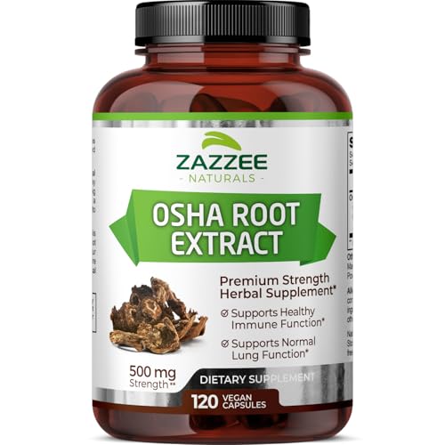Zazzee OSHA Root 41 Extract 500 mg Strength 120 Vegan Capsules 4 Month Supply Concentrated and Standardized 4X Extract 100 Vegetarian Ligusticum porteri AllNatural and NonGMO