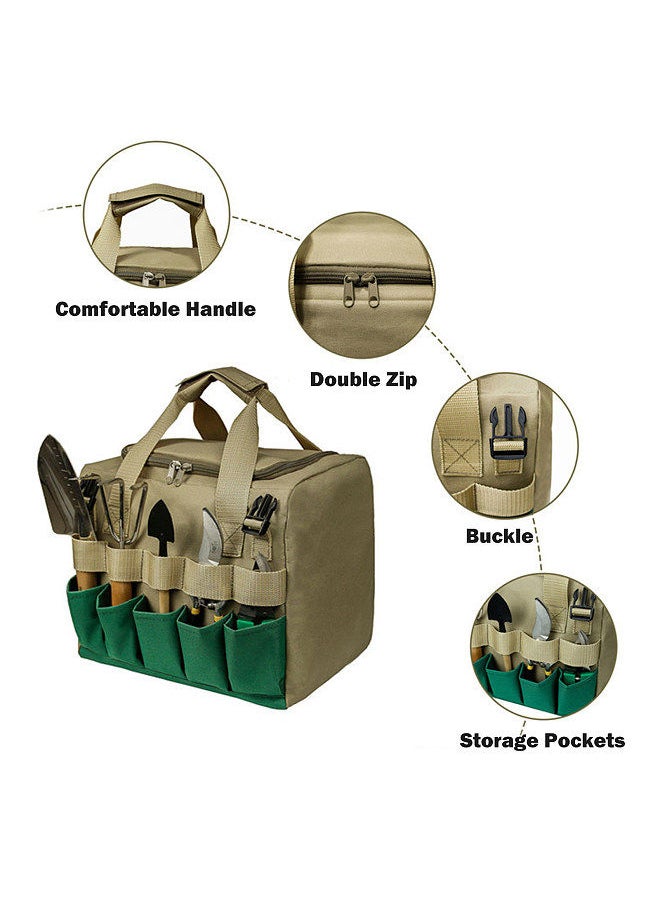 Generic Gardening Tote Bag with Folding Stool Hand Tool Storage Bag Gardening Tool Kit Organizer Lawn Yard Bag Carrier  - Image 2