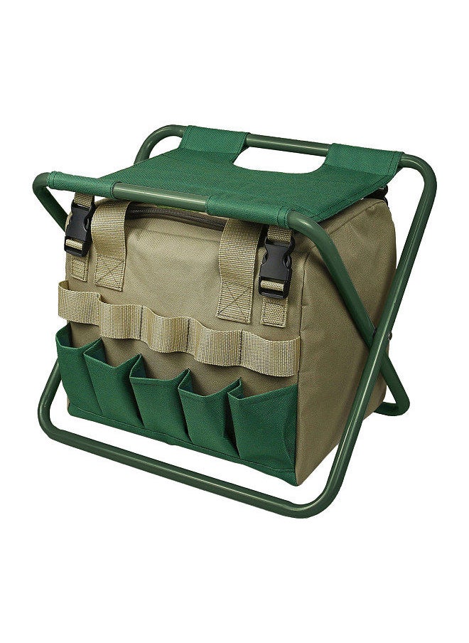 Generic Gardening Tote Bag with Folding Stool Hand Tool Storage Bag Gardening Tool Kit Organizer Lawn Yard Bag Carrier  - Image 1