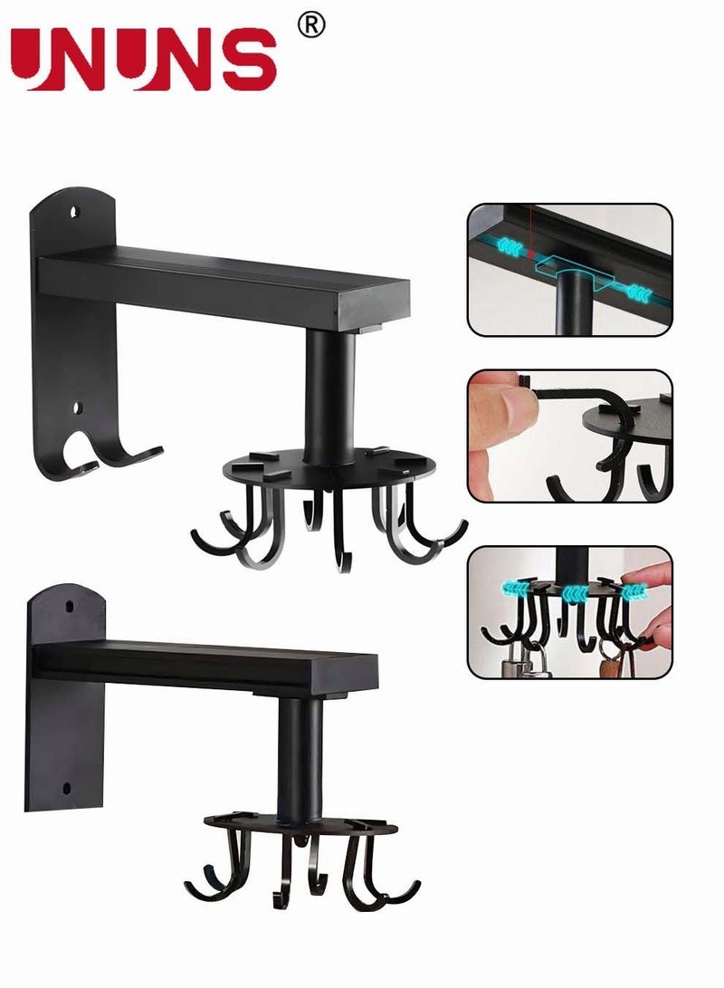 UNUNS 2 Packs 360° Utensil Holder Hanger Hook,Slidable Black Whole Body Aluminum Alloy Organization Hooks,Wall-Mounted Kitchen Cooker Hook - Image 2