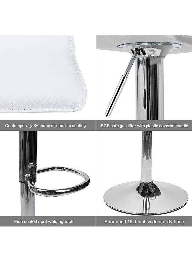 JCB CHIC Bar Stool Chairs High Stool Chair Adjustable Stool ，PU Leather with Chrome Base, Pub Counter Chair（white,2pcs）  - Image 3