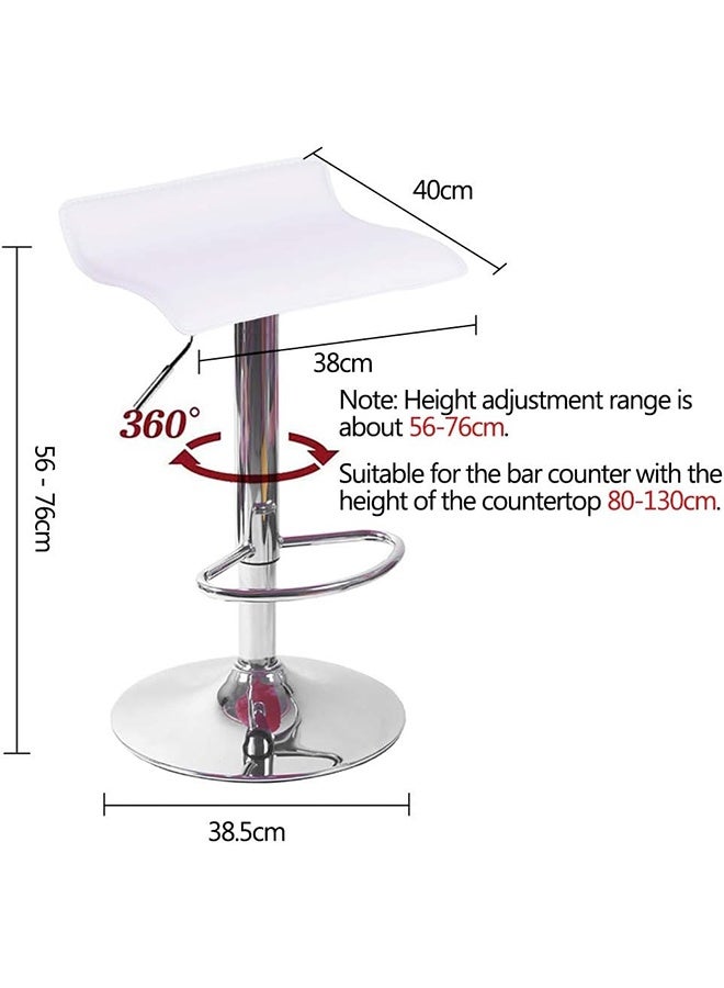 JCB CHIC Bar Stool Chairs High Stool Chair Adjustable Stool ，PU Leather with Chrome Base, Pub Counter Chair（white,2pcs）  - Image 2