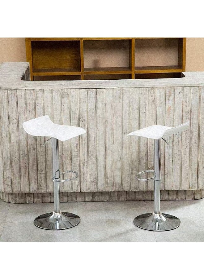 JCB CHIC Bar Stool Chairs High Stool Chair Adjustable Stool ，PU Leather with Chrome Base, Pub Counter Chair（white,2pcs）  - Image 1