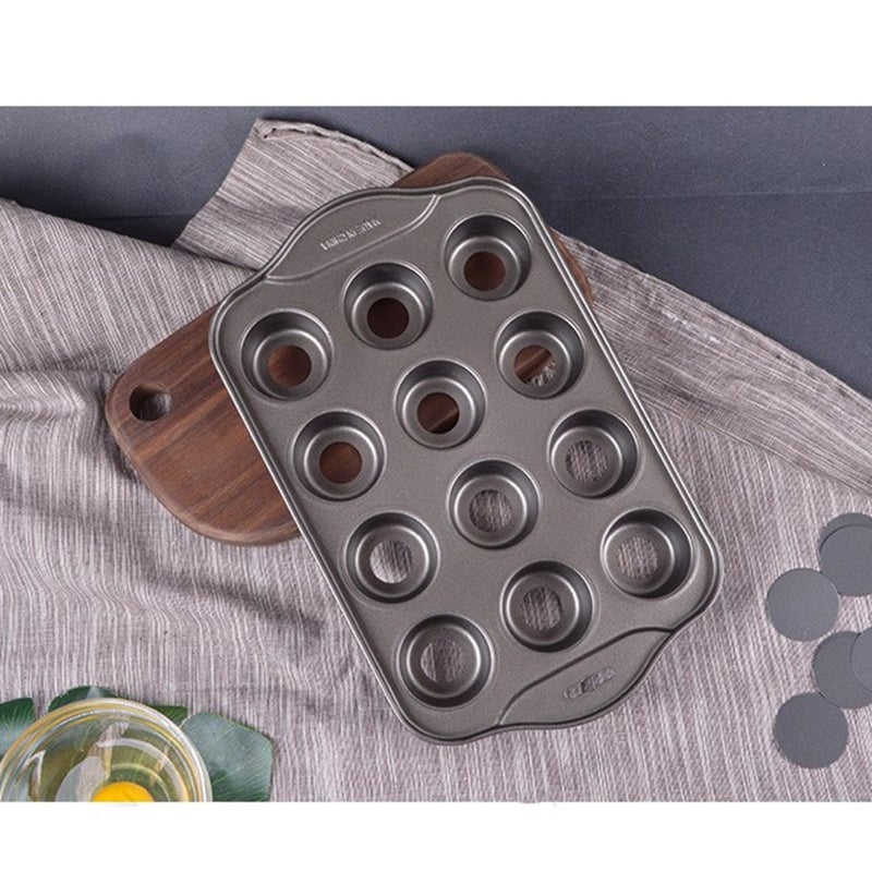 PLAZOTTA 2 Pack 12 Cavity Mini Cheesecake Pan, Mini Muffin Baking Pan, Mini Cupcake Pan with Removable Bottom, Round - Image 4