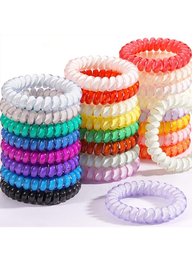 DED Spiral Hair Ties, DeD 24 Pcs No Crease Hair Ties,Phone Cord Elastic Hair Ties,Candy Colors Spiral Hair Coils Hair Ties,Colorful Ponytail Holders Hair Accessories for Women Girls - Image 1
