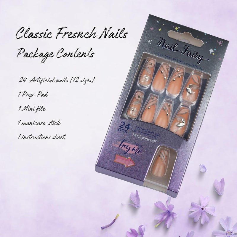 SKOFRI SKOFRI 24 Reusable Artificial Fake Nail Set Lightweight Long Lasting Easy To Use False Nails For Festivals Special Occasions - Image 5