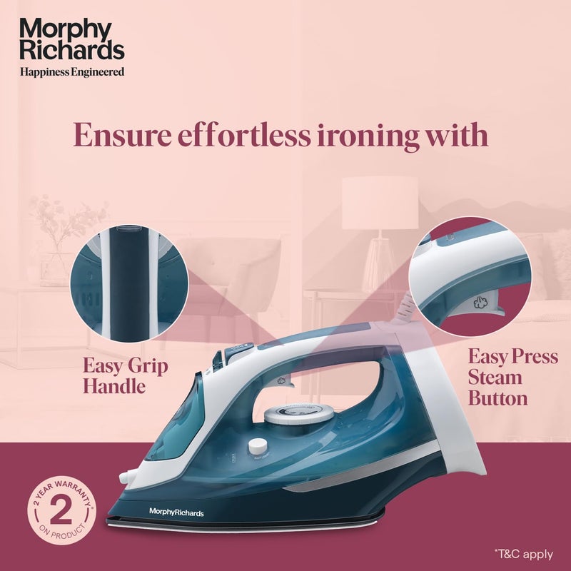 Morphy Richards Turbo Steam 2200W Steam Iron White and Sage green - Image 5