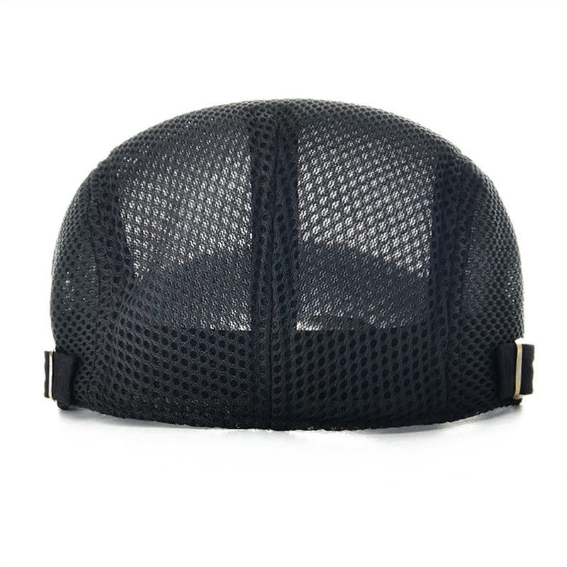 VOBOOM Men Breathable Mesh Summer Hat Adjustable Newsboy Beret Ivy Cabbie Flat Cap (Black) - Image 3