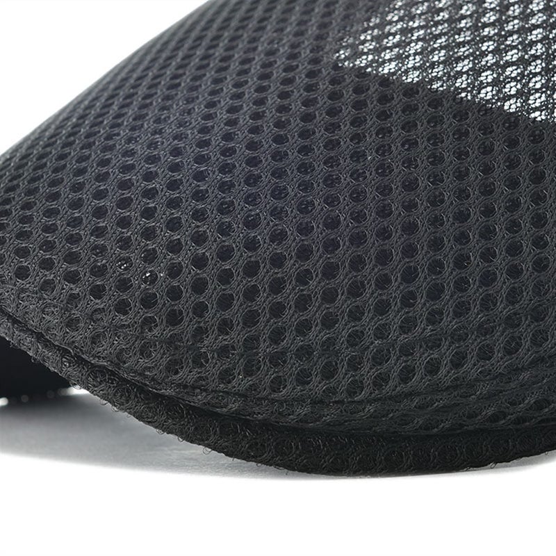 VOBOOM Men Breathable Mesh Summer Hat Adjustable Newsboy Beret Ivy Cabbie Flat Cap (Black) - Image 5