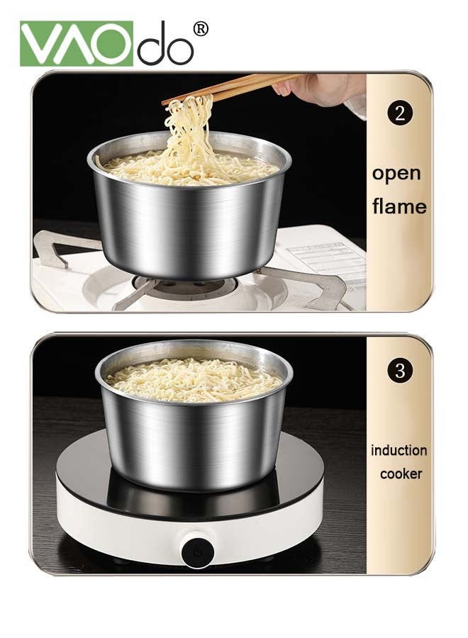 فاو دو مجموعة حاويات تحضير الوجبات المحكمة الإغلاق من الفولاذ المقاوم للصدأ 316 حاويات تخزين طعام قابلة للتكديس مقاومة للتسرب محكمة الإغلاق مضادة للرائحة مثالية للطباخ الحثي وموقد الغاز وفرن الميكروويف - Image 3