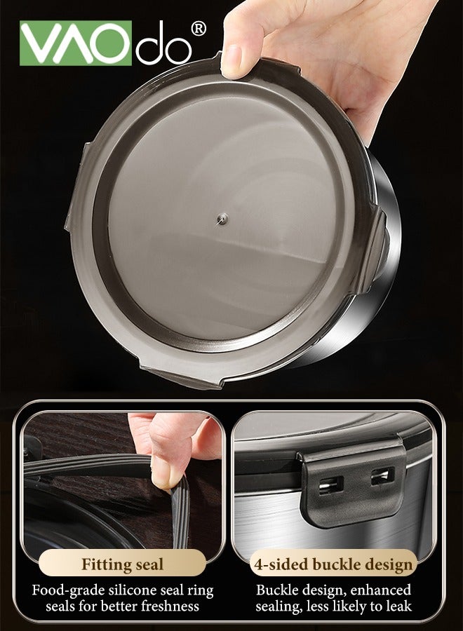 فاو دو مجموعة حاويات تحضير الوجبات المحكمة الإغلاق من الفولاذ المقاوم للصدأ 316 حاويات تخزين طعام قابلة للتكديس مقاومة للتسرب محكمة الإغلاق مضادة للرائحة مثالية للطباخ الحثي وموقد الغاز وفرن الميكروويف - Image 5
