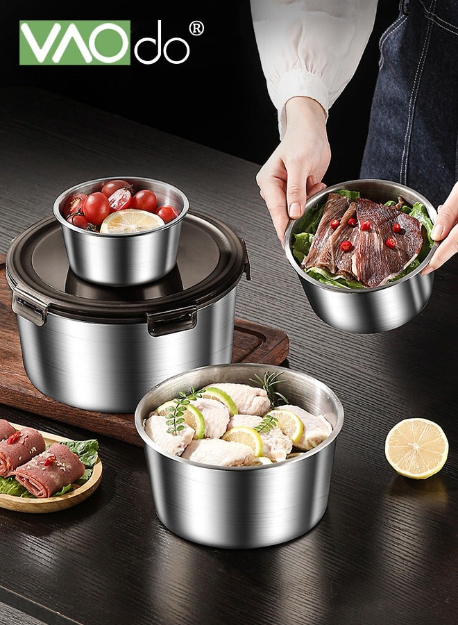 فاو دو مجموعة حاويات تحضير الوجبات المحكمة الإغلاق من الفولاذ المقاوم للصدأ 316 حاويات تخزين طعام قابلة للتكديس مقاومة للتسرب محكمة الإغلاق مضادة للرائحة مثالية للطباخ الحثي وموقد الغاز وفرن الميكروويف - Image 4