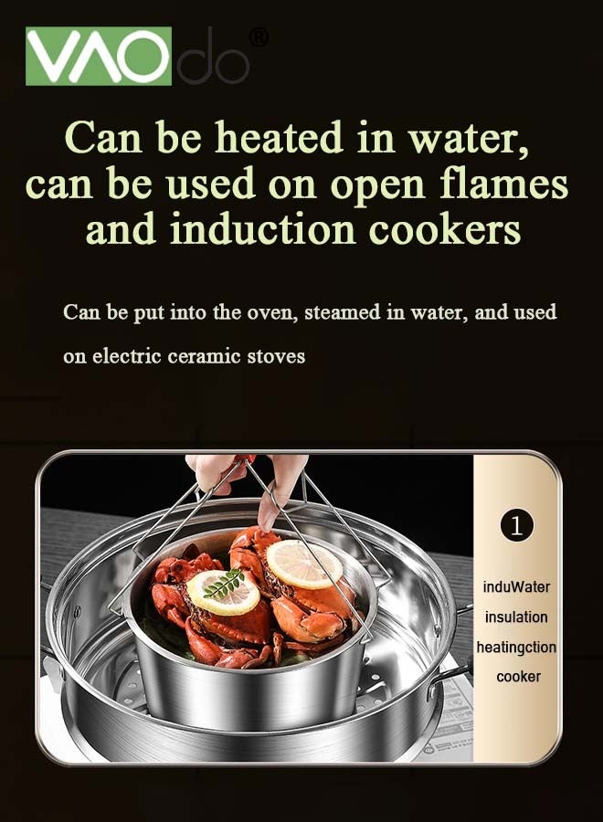 فاو دو مجموعة حاويات تحضير الوجبات المحكمة الإغلاق من الفولاذ المقاوم للصدأ 316 حاويات تخزين طعام قابلة للتكديس مقاومة للتسرب محكمة الإغلاق مضادة للرائحة مثالية للطباخ الحثي وموقد الغاز وفرن الميكروويف - Image 2