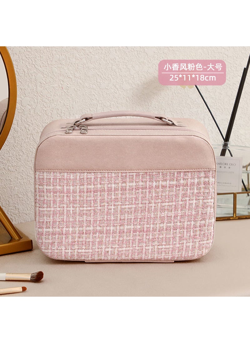 Generic - Factory wholesale cosmetic bag high-value portable large-capacity storage bag travel portable gift cosmetic case8011 Denim Stitching Chanel Large Pink 8011 Denim Stitching Chanel Large Pink - Image 1